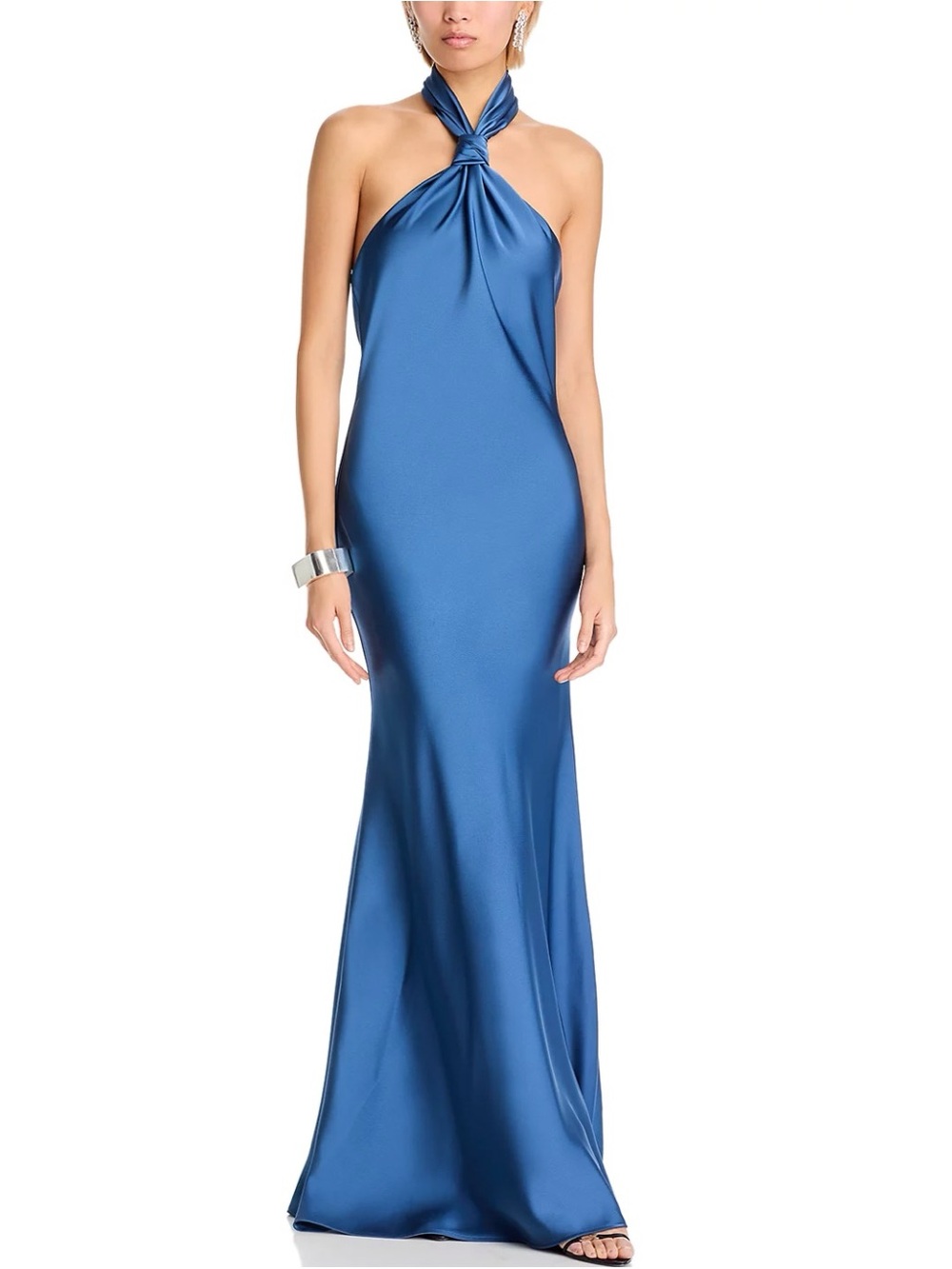AQUA Knot Halter Gown Slate - Size 0